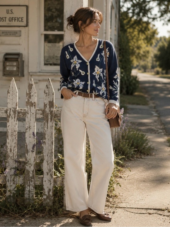 Storybook Knits Sweaters - Storybook Knits Celestial Blooms Vintage 90s Floral Embroidered Cardigan S